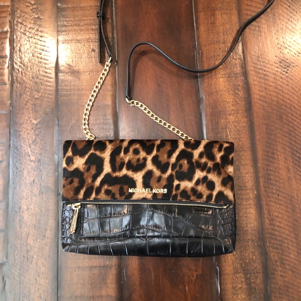 Michael Kors Leopard and croc crossbody
